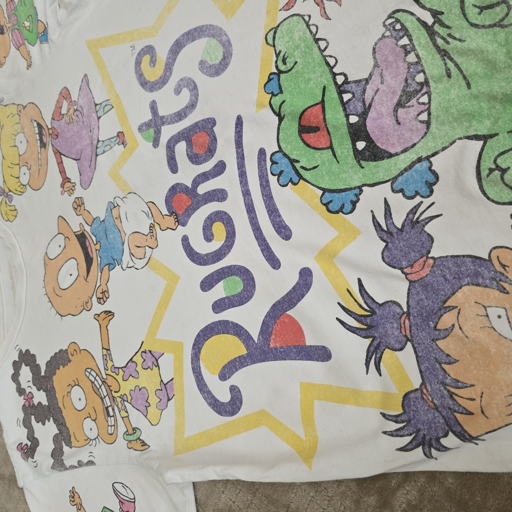 * Nickelodeon Rugrats White Tee - Short Sleeve, Vintage, Cartoons Sz Large - Picture 3 of 4